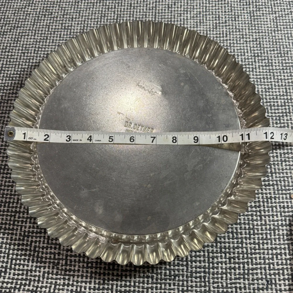 Dr. Oetker Made in Germany Vintage 11 Inch Fluted Tart Quiche Pan Silver Metal